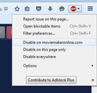 Απενεργοποίηση του AdBlock Plus για το moviemakeronline.com στο Firefox